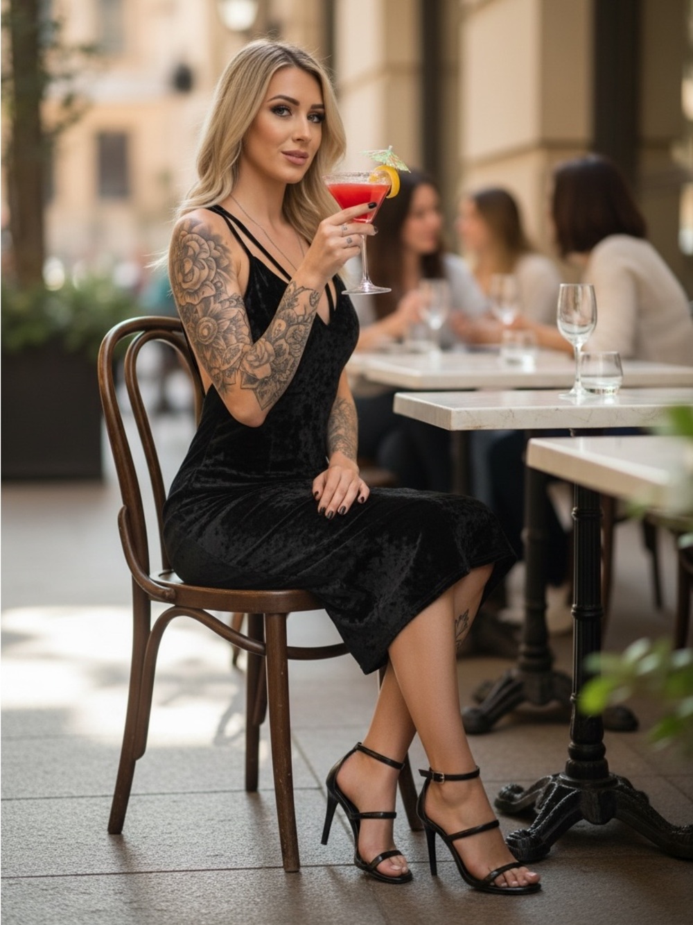 Black Crushed Velvet Midi Dress Plunging V-Neck Caged Open Back Double Strap M - Picture 13 of 16
